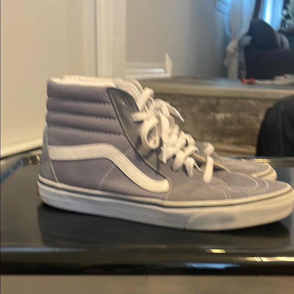 Vans Sk8-Hi Mid-Top Sneakers in Light Gray and White